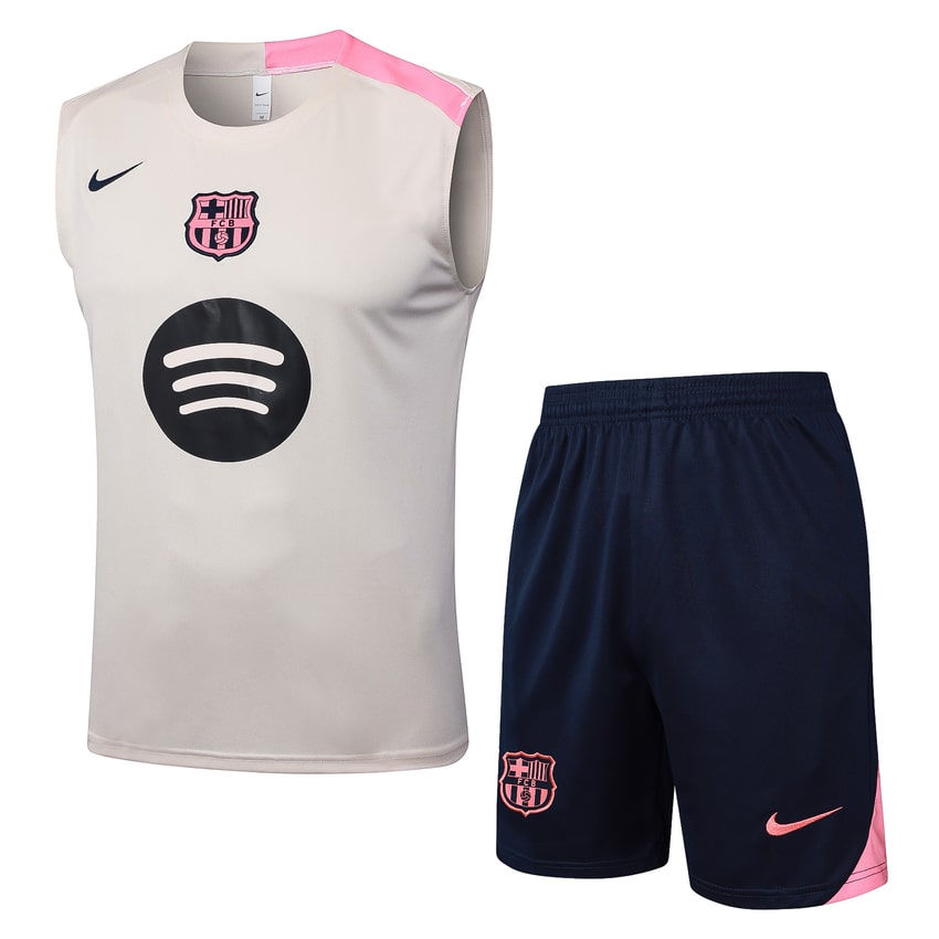 Debardeur-Short-Barca-2025-2026-Beige-Rose-1 Debardeur Short Barcelone Homme 2025 2026 Beige Rose | Foot Sport – Image 1
