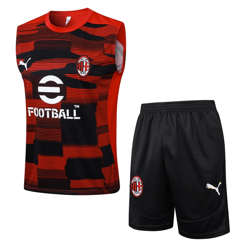 Debardeur-Short-Milan-AC-2024-2025-Rouge-Noir Debardeur Short Milan AC Homme 2024 2025 Rouge Noir | Foot Sport – Image 1