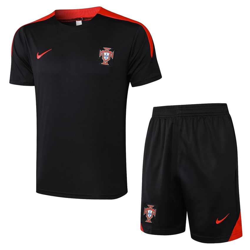 Ensemble-Maillot-Short-Portugal-2024-2025-Noir-1 Ensemble Maillot Short Portugal Homme 2024 2025 Noir | Foot Sport – Image 1