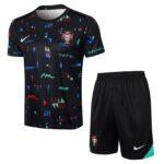 Ensemble Maillot Short Portugal Homme 2024 2025 Noir Motif | Foot Sport