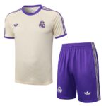 Ensemble Maillot Short Real Madrid Homme 2025 2026 Beige Violet | Foot Sport
