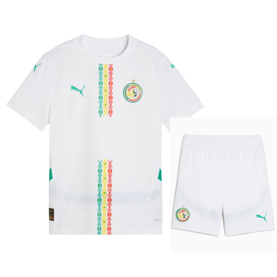 Maillot-Kit-Enfant-Senegal-Domicile-2024-2025 Maillot Kit Enfant Senegal Domicile 2024 2025 Blanc | Foot Sport – Image 1