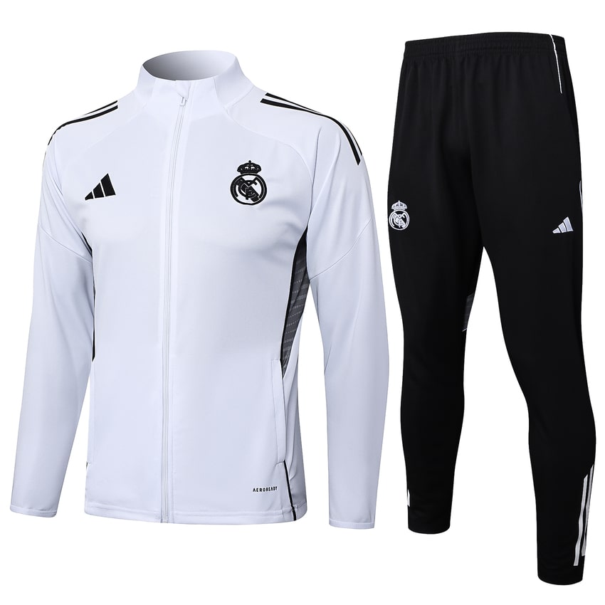 Survetement-Real-Madrid-Veste-2025-2026-Blanc-Clair-1 Survetement Real Madrid Veste Homme/Enfant 2025 2026 Blanc Clair | Foot Sport – Image 1